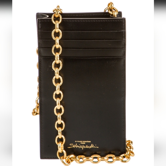 🌹Rare Schiaparelli Black Leather Ear Chain Phone Case - Picture 6 of 15